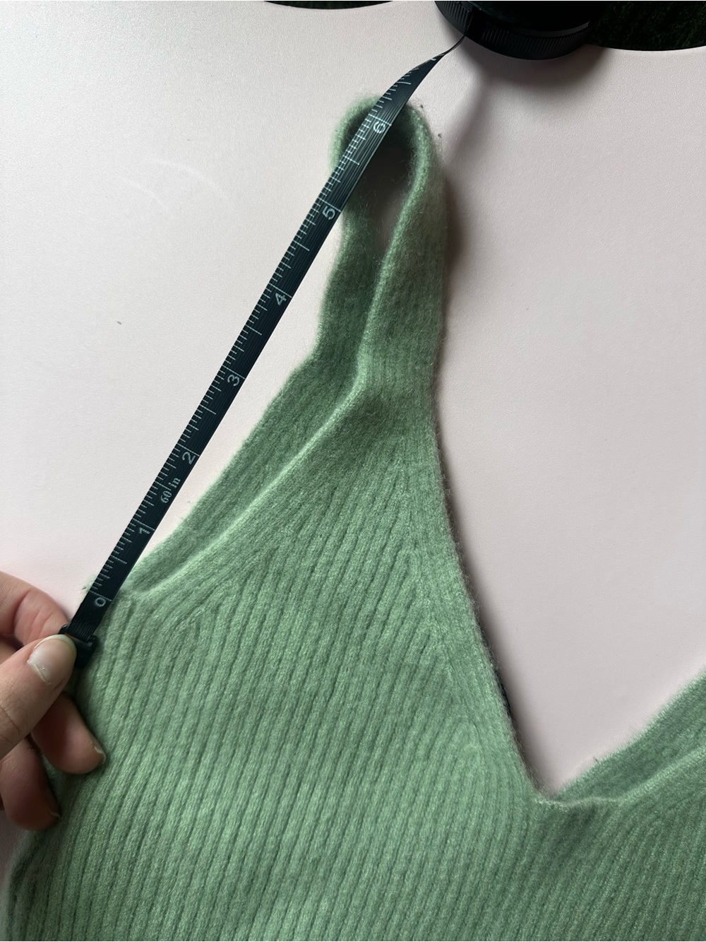 J. Crew 100% Cashmere Mint Green Ribbed V-Neck Crop Tank - Picture 2 of 4